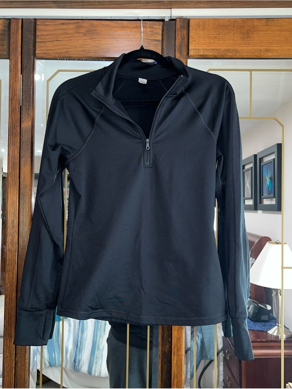 Women's Offline by Aerie Black Quarter-Zip Performance Pullover w/w/thumbholes